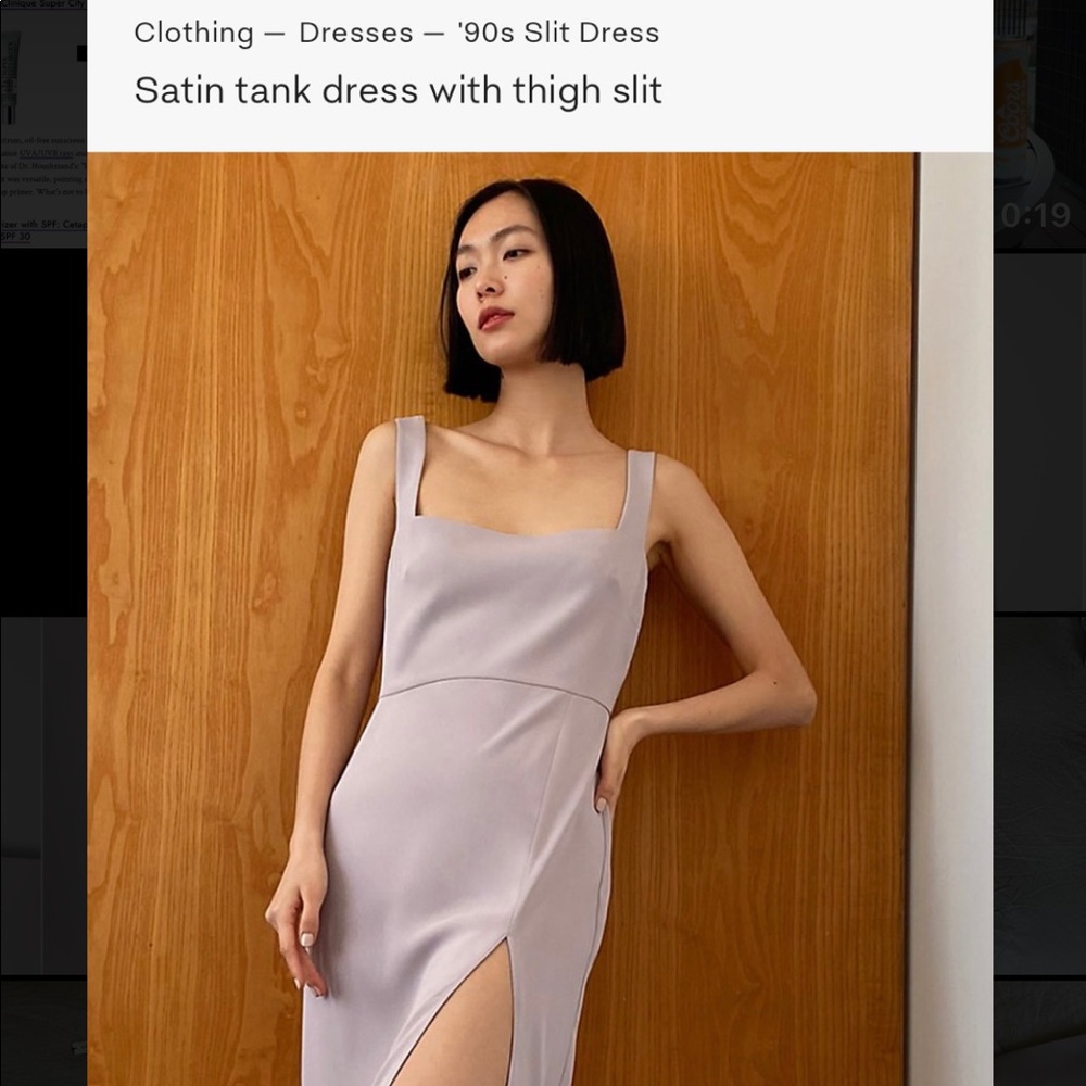 Aritzia '90s Slit Dress in Gull Grey, Size 2